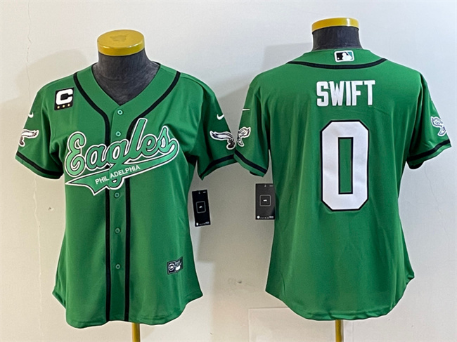 Women's Philadelphia Eagles #0 D’andre Swift Green With 3-Star C Patch Cool Base Stitched Baseball Jersey(Run Small) Women's Philadelphia Eagles #0 D’andre Swift Green With 3-Star C Patch Cool Base Stitched Baseball Jersey(Run Small)